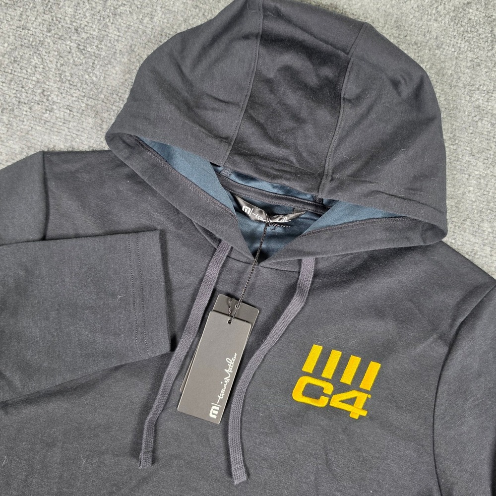 Travis Mathew Coveside Hoodie Mens S Black C4 Logo Pullover TM1MZ337 NWT